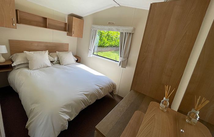 Static caravan bedroom