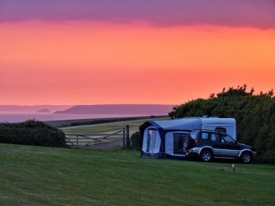 Caravan pitch at dusk