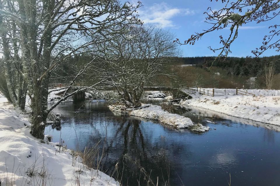 River in winter snow