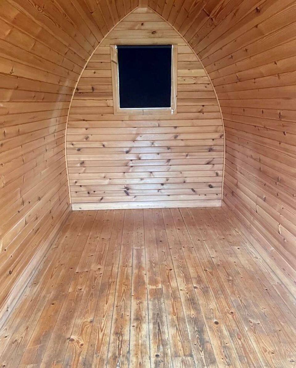 Inside a camping pod