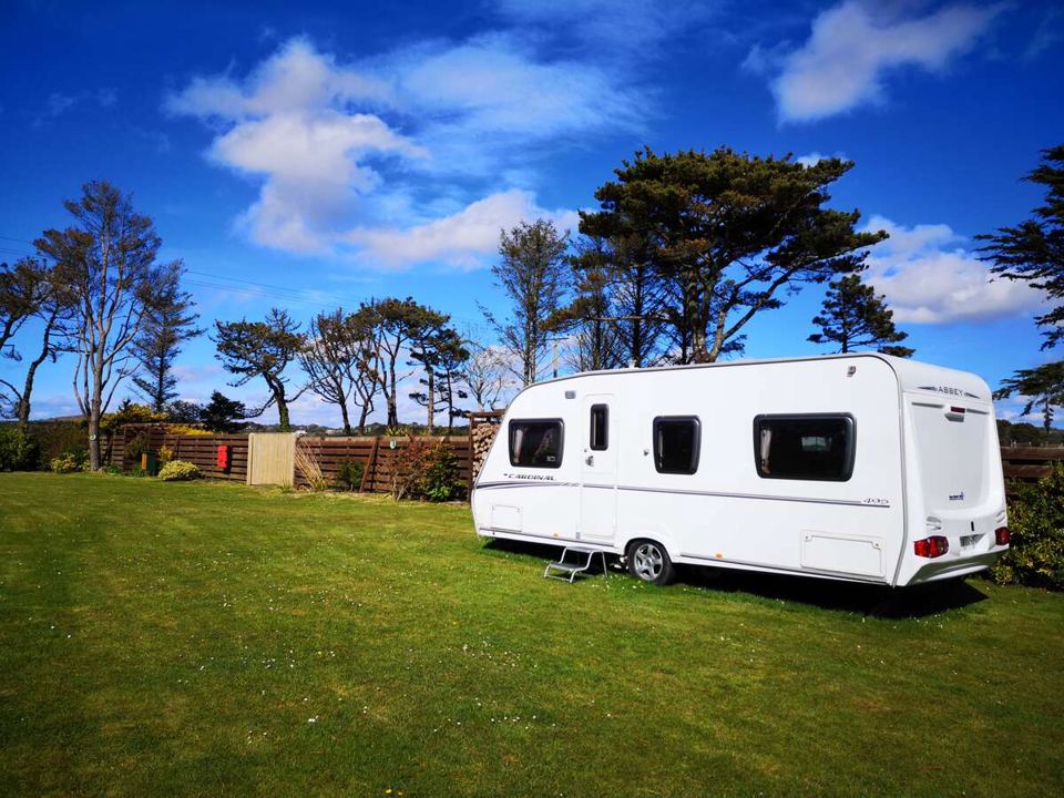 Caravan on a grass pitch