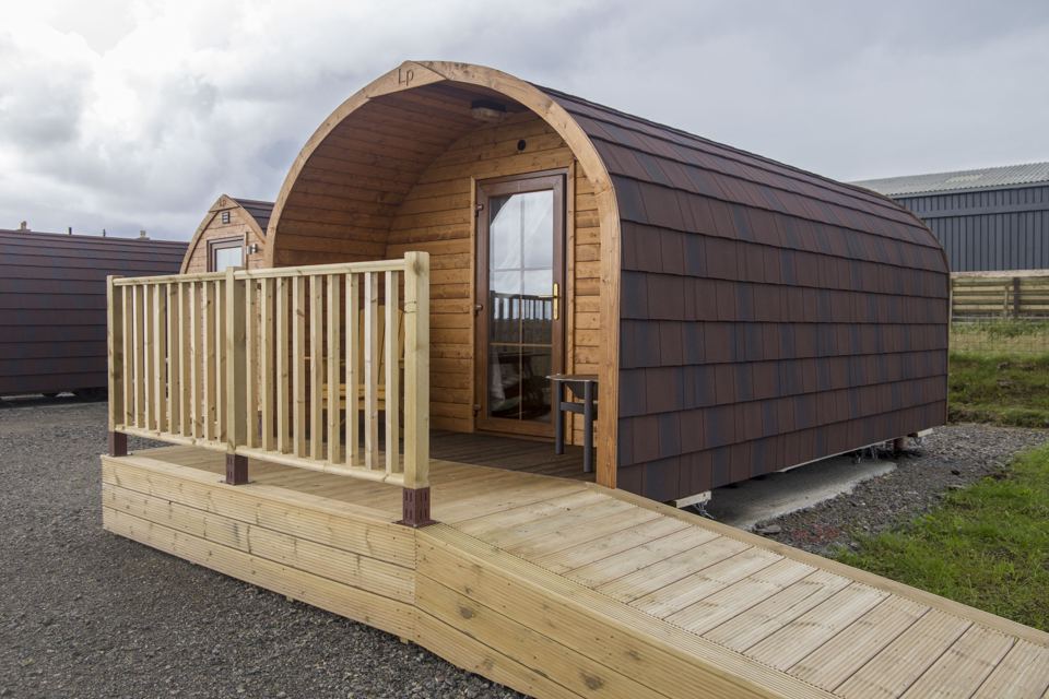 Camping pod with ramp