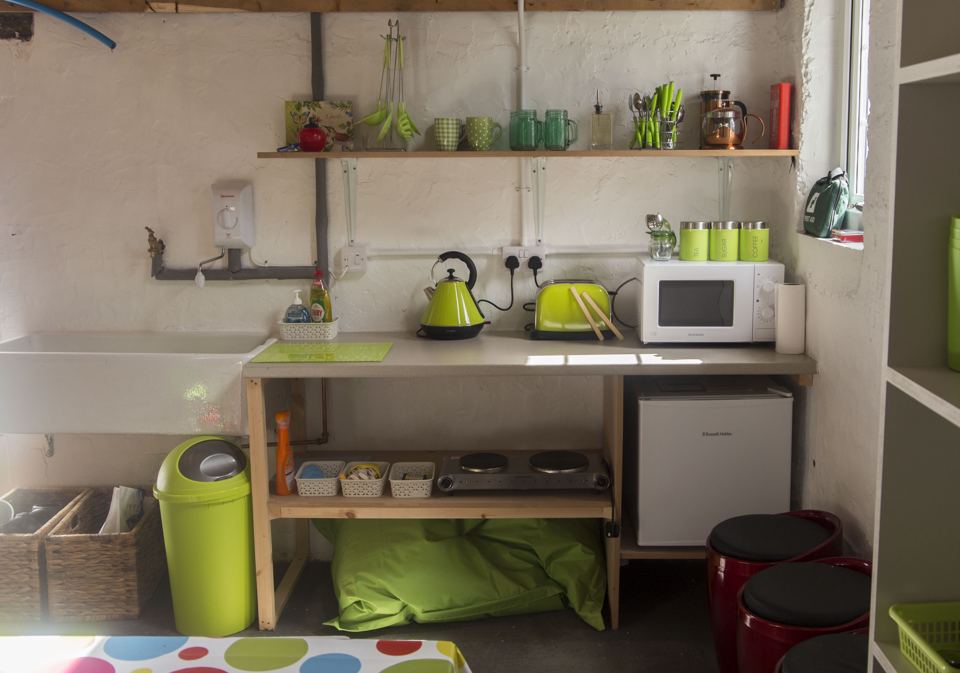 Barn kitchen with microwave