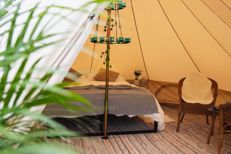 Inside the bell tent