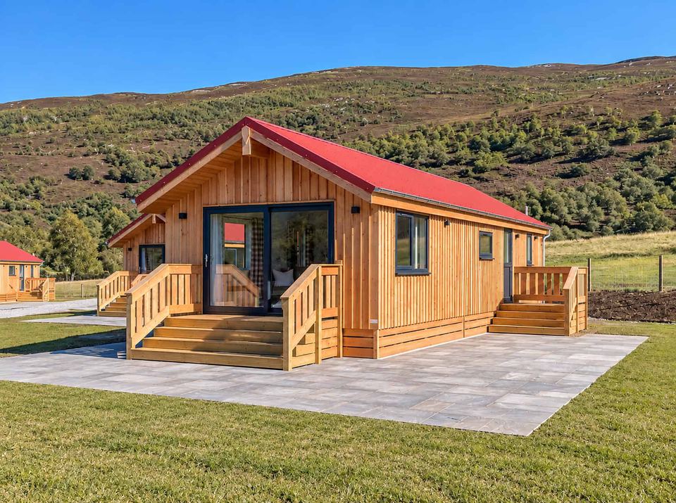 Timber cabin on hardstanding