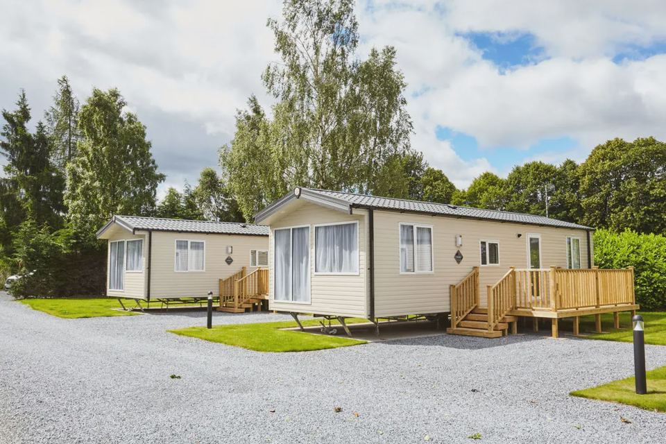 Holiday caravans on gravel