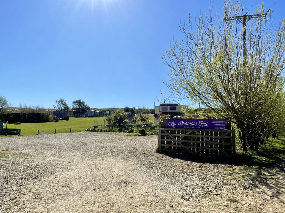 Site entrance and parking area