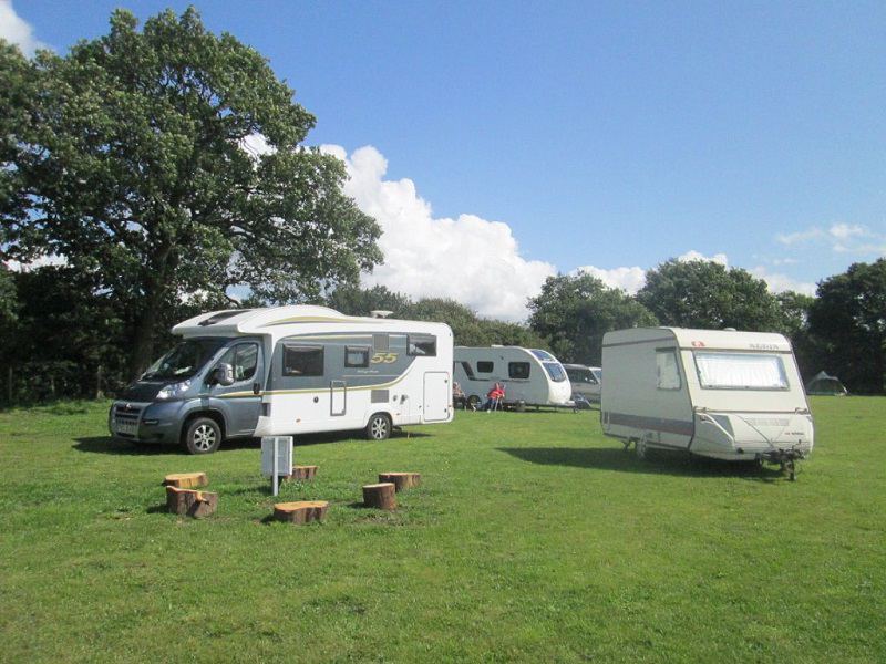 Motorhome and caravan on grass
