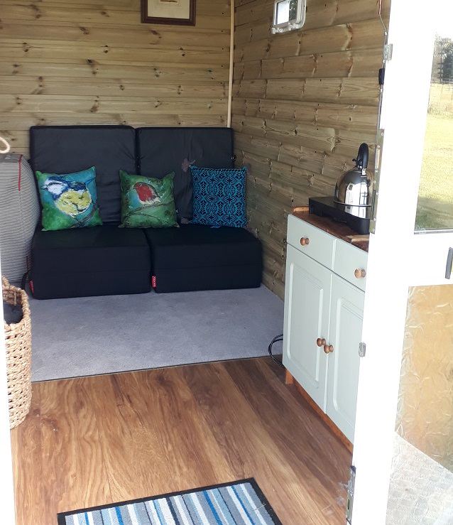 Inside the shepherd's hut