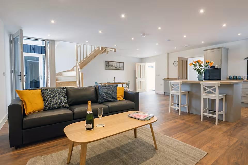 Open-plan living area in a cottage