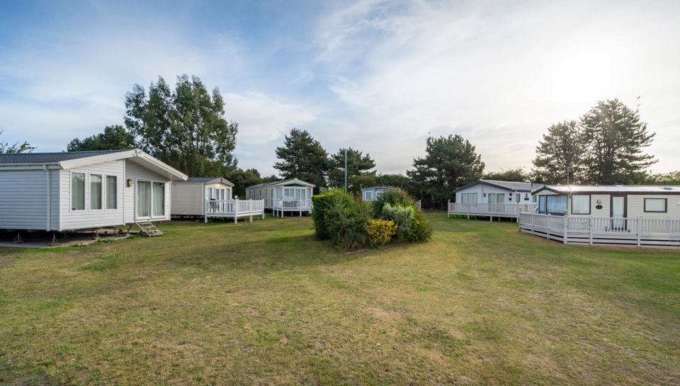 Caravans on a grassy plot