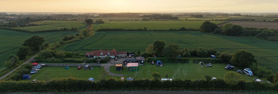 Pitches at sunset from above