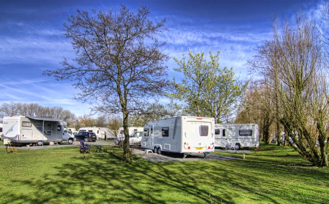 Caravans and motorhomes on the grass