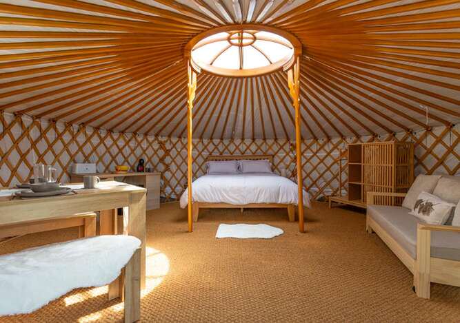 Inside the yurt