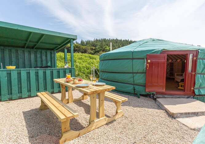 Yurt and covered kitchen