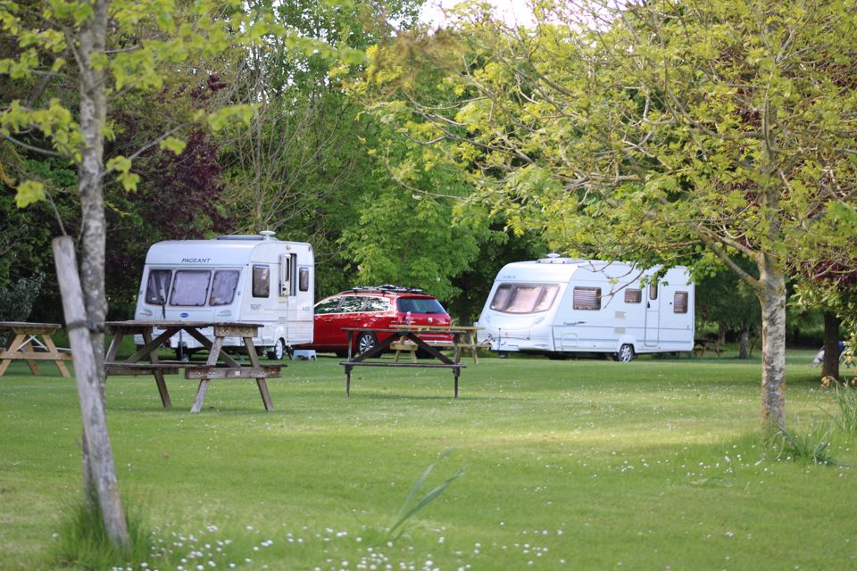 Two caravans on the grass