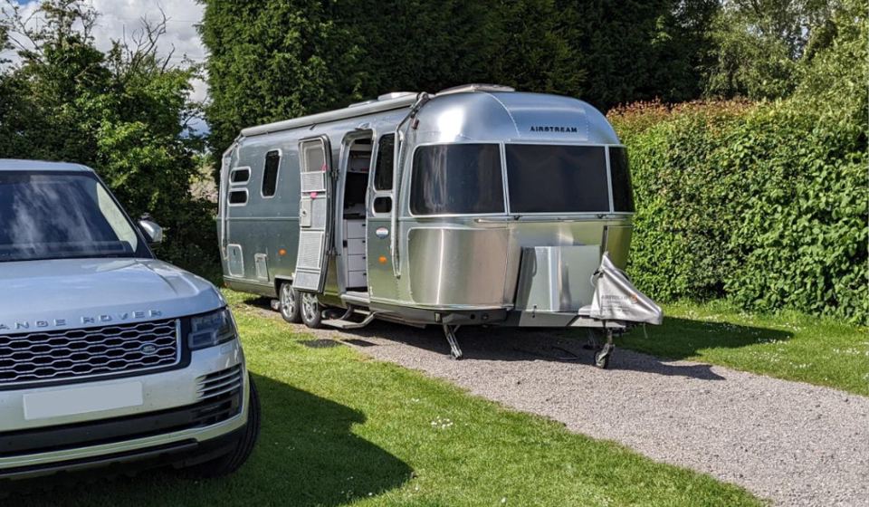 Caravan on a gravel pitch