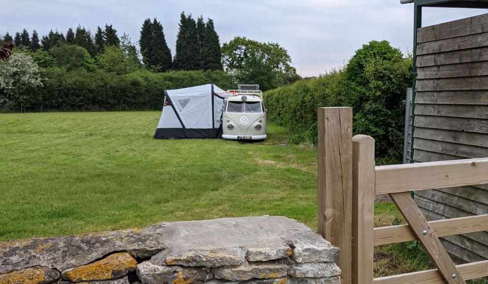 Tent and van in the field