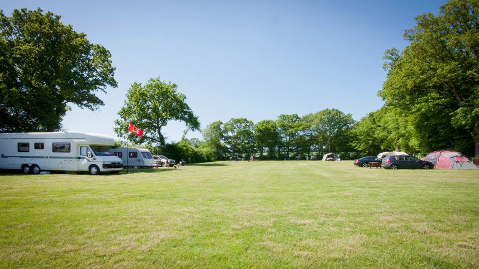 Motorhomes on the grass field