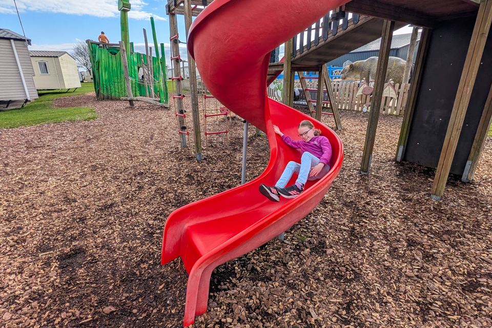 Playground with red slide