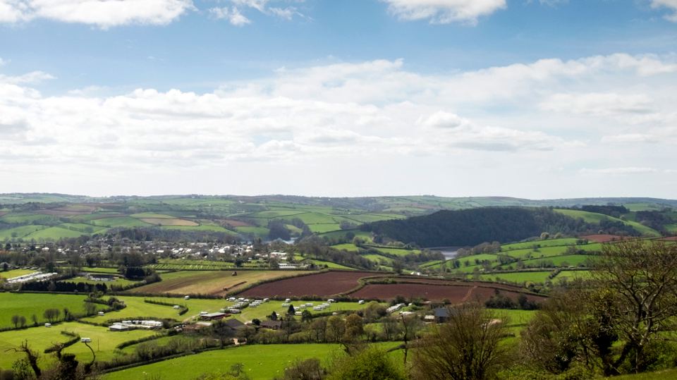 View over farmland and fields