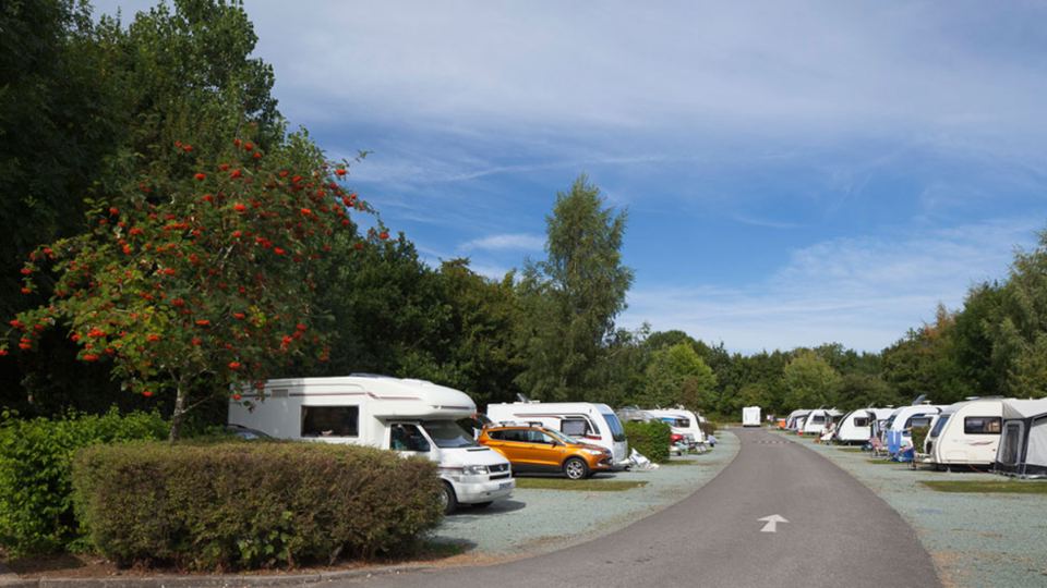 Hardstanding pitches along the road