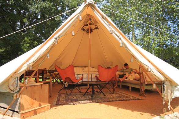 Inside a bell tent