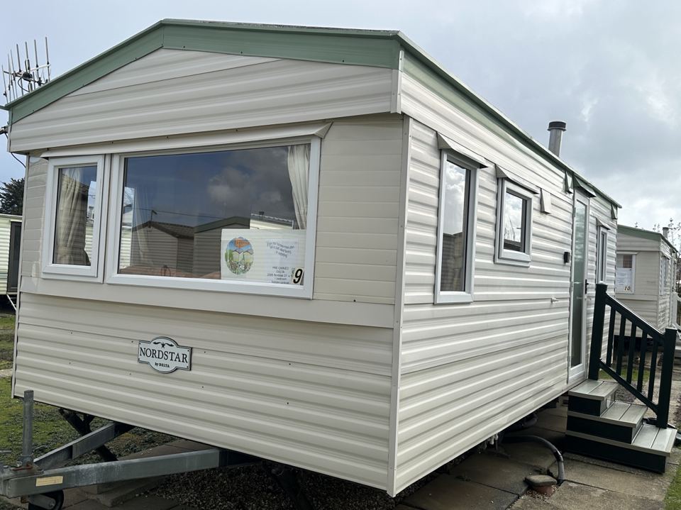 Caravan on its pitch