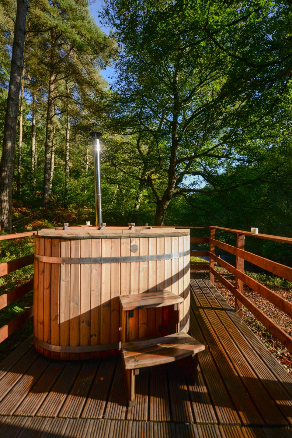 Hot tub among the trees