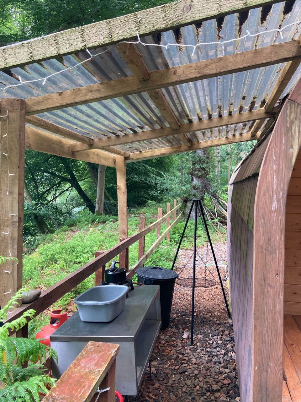 Outdoor sink under the pergola