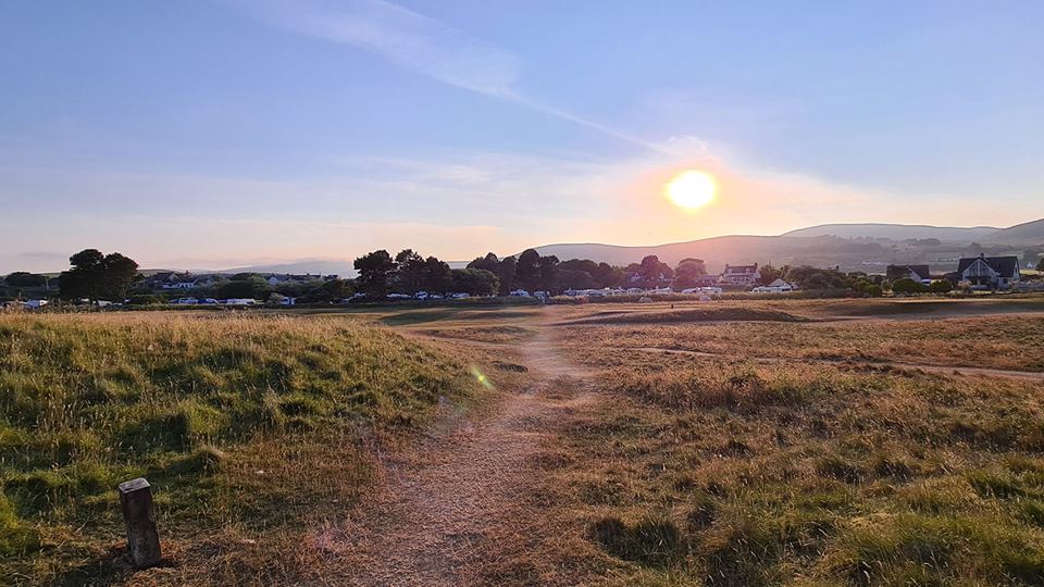 Path through the dunes at sunset