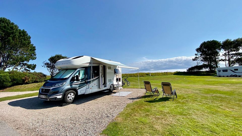Motorhome on gravel hardstanding
