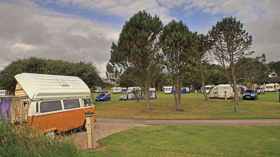 Campervan among the trees