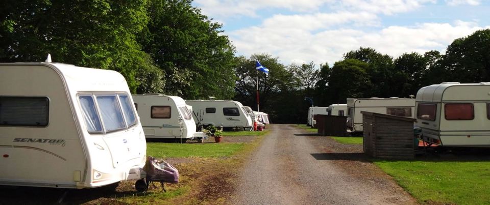 Caravan pitches by the track