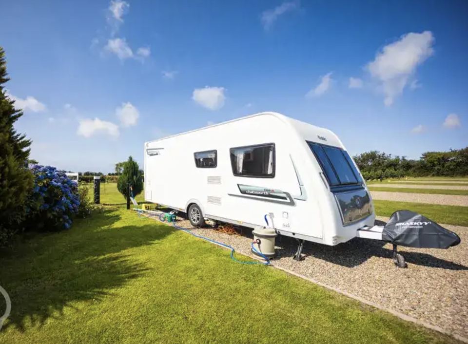 Caravan on a grass pitch