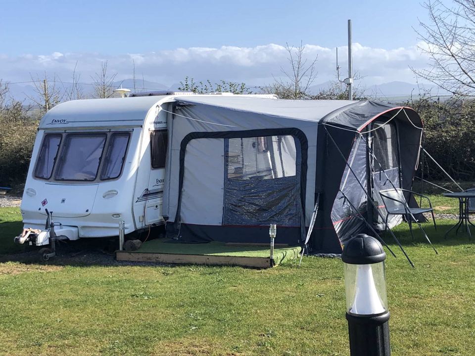 Caravan with awning