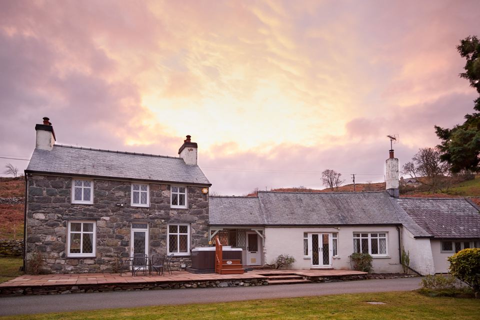 Stone farmhouse with hot tub