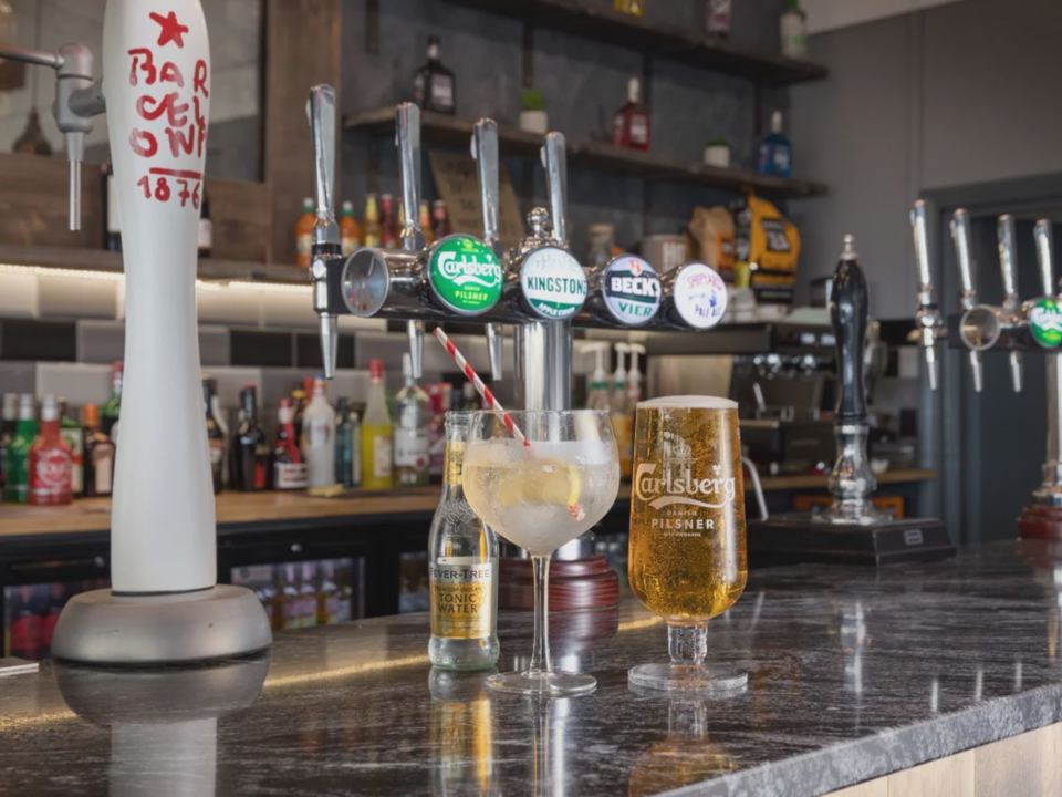 Bar with beer taps