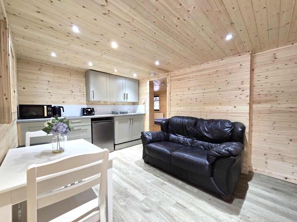 Lodge living area and kitchen