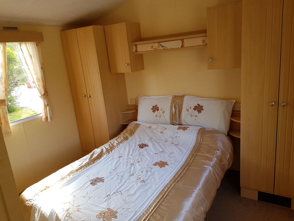 Single bed in a caravan