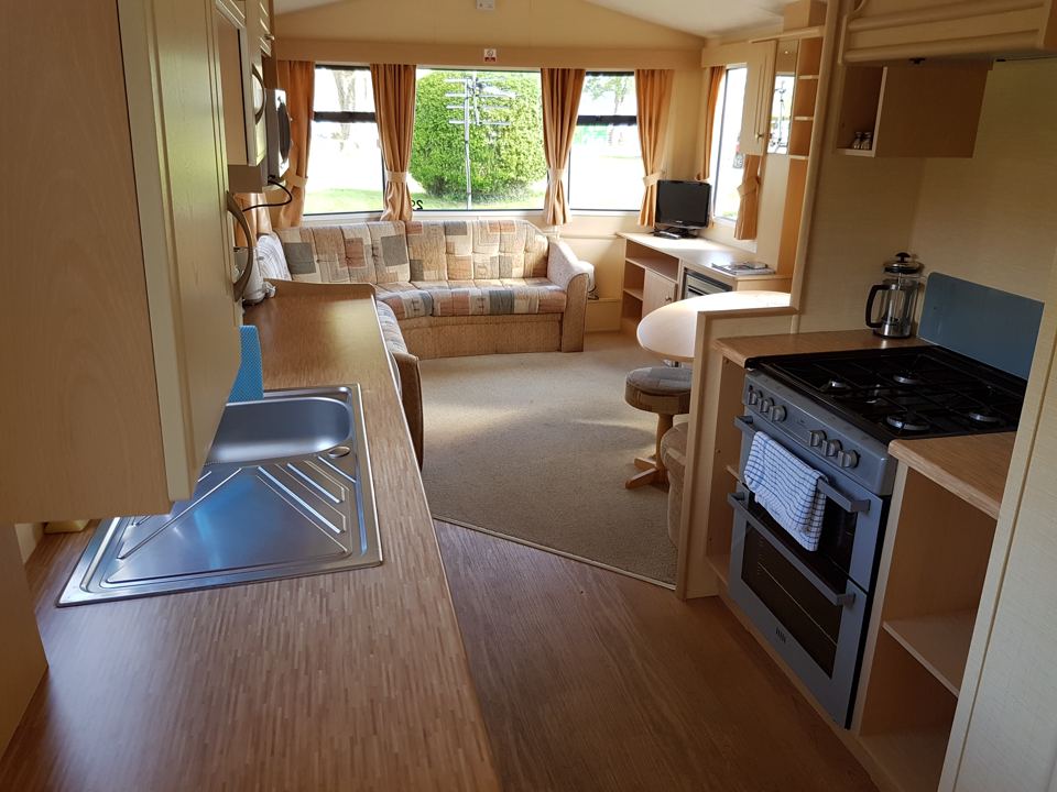 Caravan kitchen and lounge