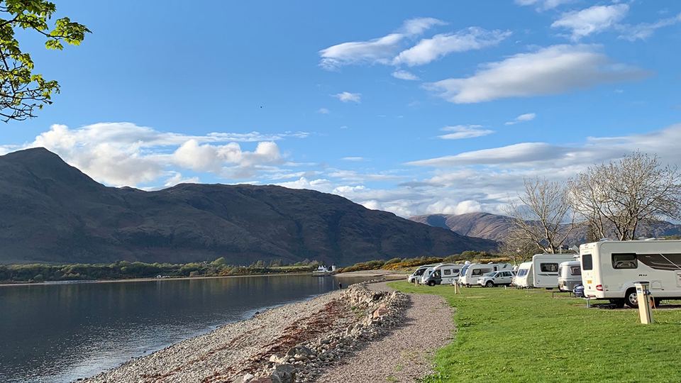 Motorhomes beside the loch