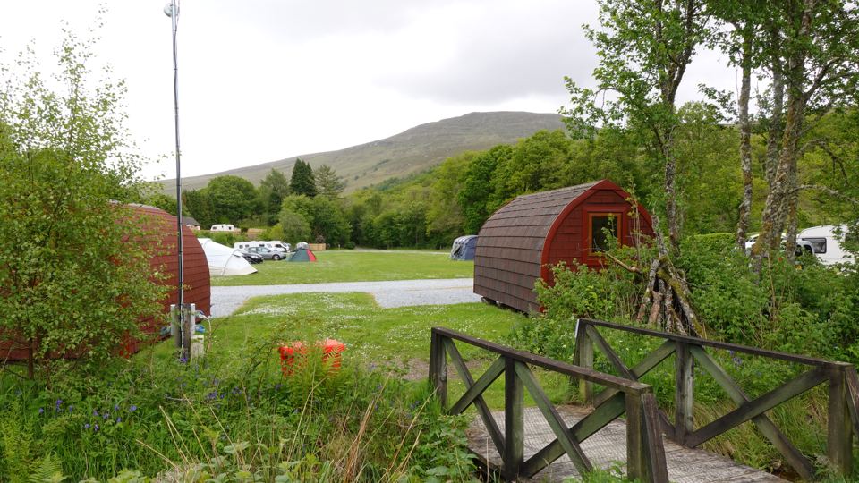 Log pod beside the pitches