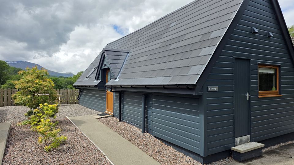 Lodge exterior with parking