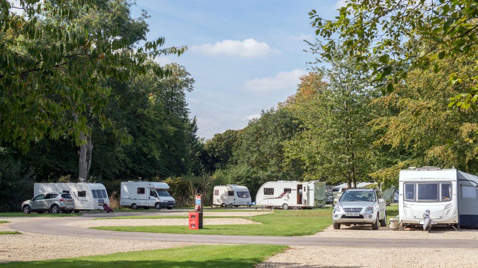 Hardstanding pitches by the lawn