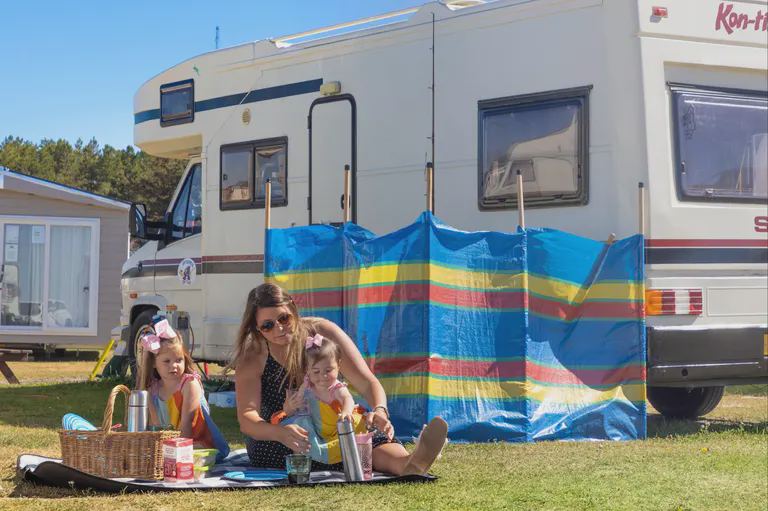 Motorhome on a grass pitch