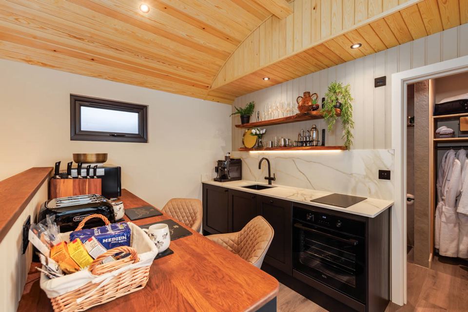 Pod kitchen and dining area