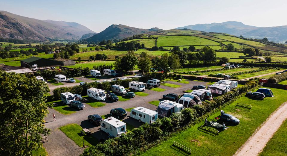 Aerial view of the touring pitches