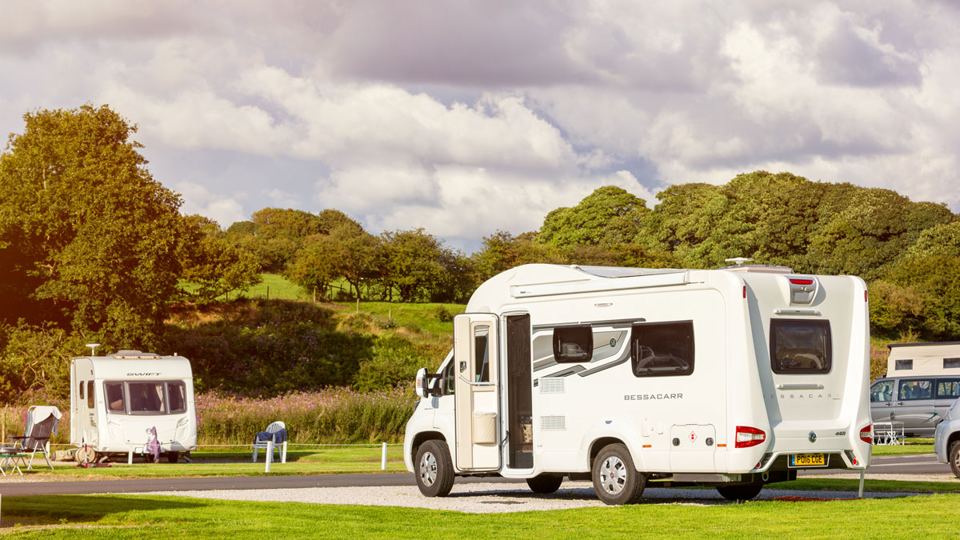 Motorhome pitch on the grass