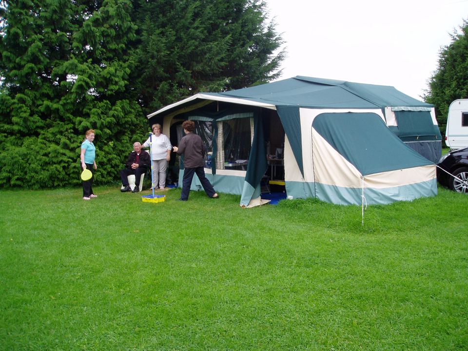 Trailer tent on the camping field